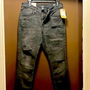 NEW H&M Distressed Black Jeans - Skinny Fit Stretch